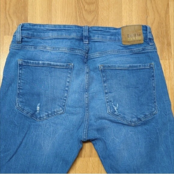 Bershka Jeans Womens 31 Super Skinny Denim Distressed Medium Blue - Picture 4 of 7